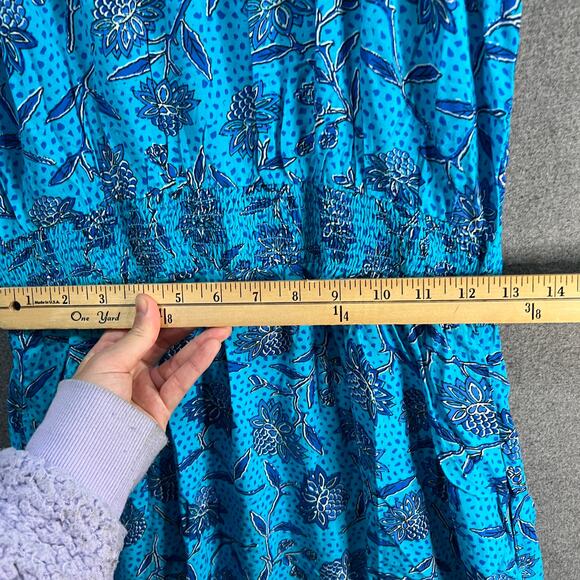 Destination 365 Short-Sleeve Midi Dress with Smo Turquoise Floral Size Small - Picture 6 of 13